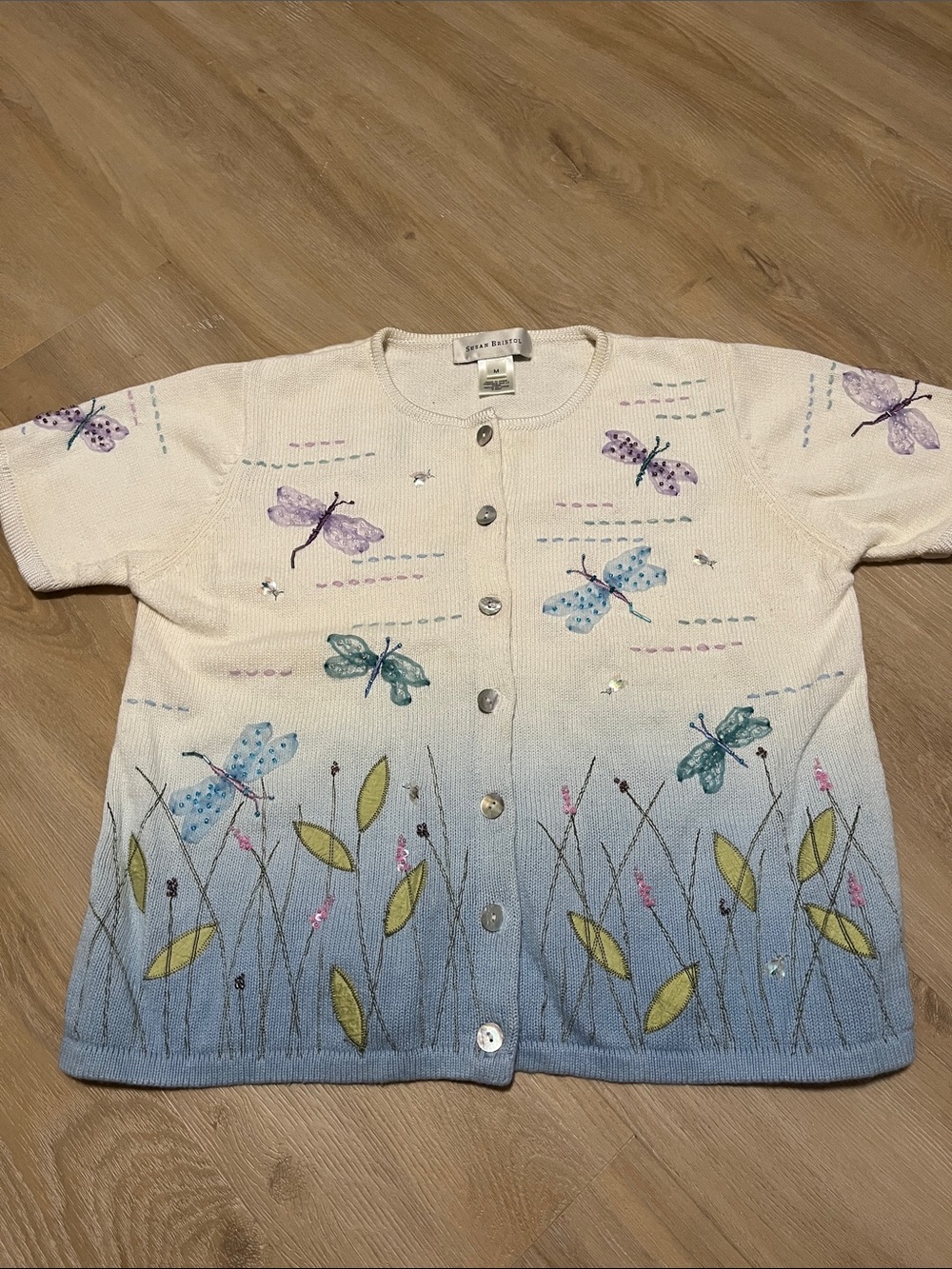 Susan Bristol Vintage Short Sleeve Cardigan Medium